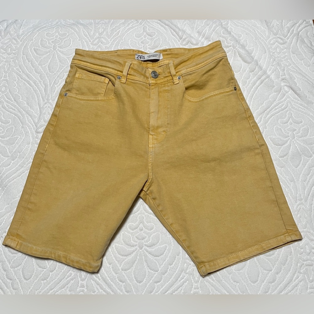 Zara Yellow Jean Shorts High-Waisted Denim